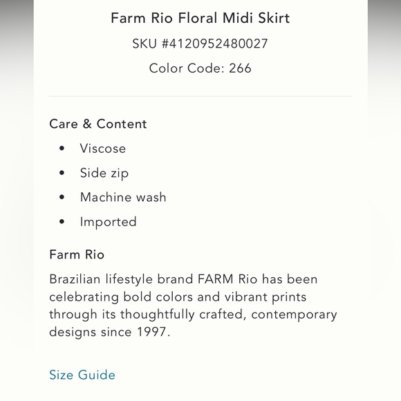 NWT FARM RIO X Anthropologie Floral Midi Skirt - Picture 6 of 11